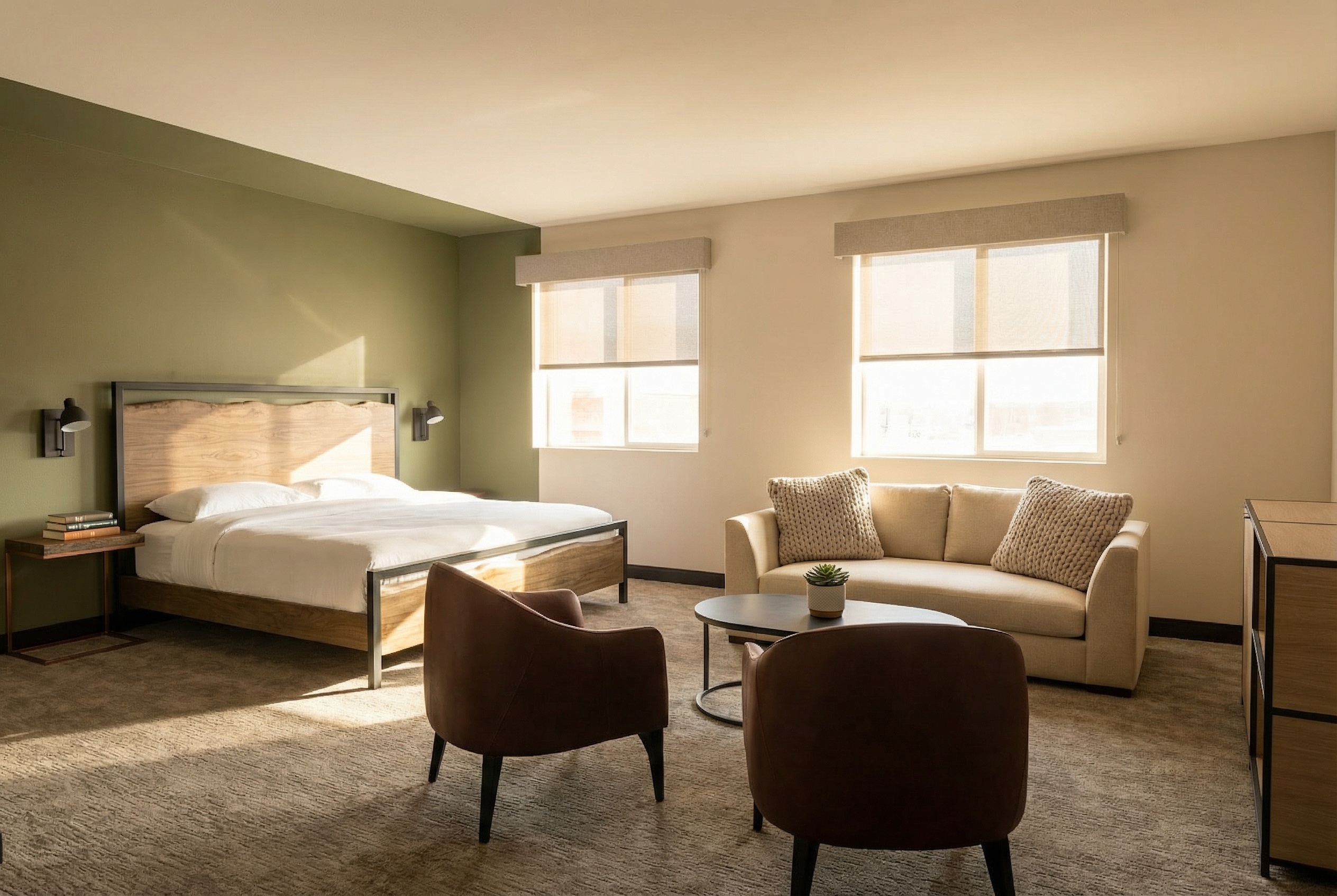 Grand King suite with sitting area at The Outrider Hotel in Manitou Springs